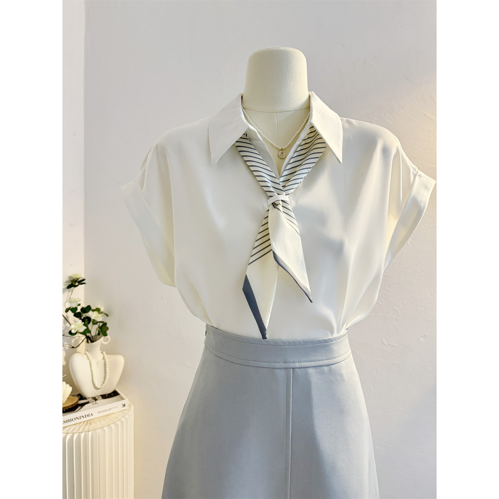 Dahong🧡 99159  เสื้อเชิ้ตผู้หญิงแขนสั้นไซส์ใหญ่ ผ้าซาตินเนียนนุ่ม  แฟชั่น อินเทรนด์  เสื้อสตรีระดับไฮเอนด์ อเนกประสงค์ - รูปที่ 7