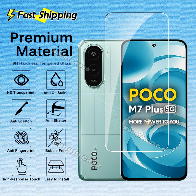 1-3 ชิ้น 9H เต็มหน้าจอกระจกนิรภัย 3D Edge Protector สําหรับ Xiaomi Poco M7 Plus Pro PocoM7 M7Plus 5G 4G โปร่งใส HD หน้าจอป้องกันฟิล์ม