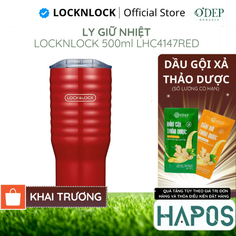 LocknLock LHC4147RED แก้วเก็บความร้อนสแตนเลส 500ml - สินค้าของแท้ - HAPOS HOF