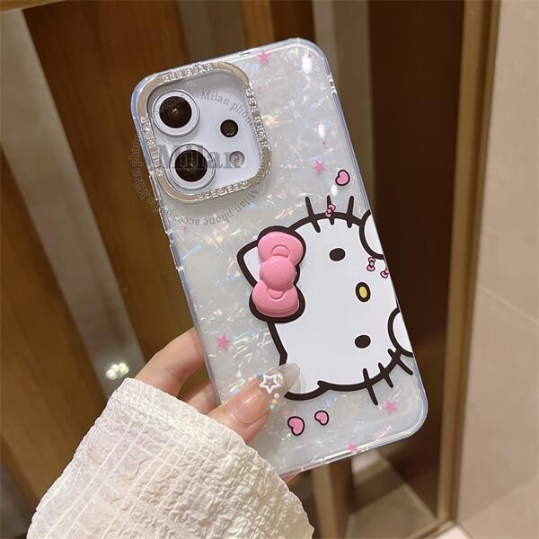 สำหรับ OPPO Reno 14 14F 13 5G เคส OPPO Reno 14 13 Pro 5G เคสมือถือลาย 3D Hello Kitty สุดน่ารักพร้อมฝาหลังแข็งกันกระแทกลายการ์ตูนและขอบนุ่มสำหรับเด็กผู้หญิง