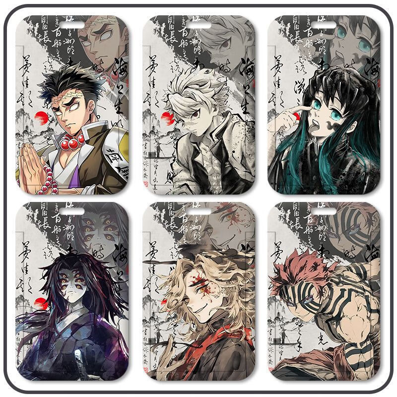 ที่วางการ์ด Demon Slayer เคสป้องกันภาพไอดอลพร้อมเชือกแขวนฝาครอบการ์ดการเข้าถึงนิทรรศการ