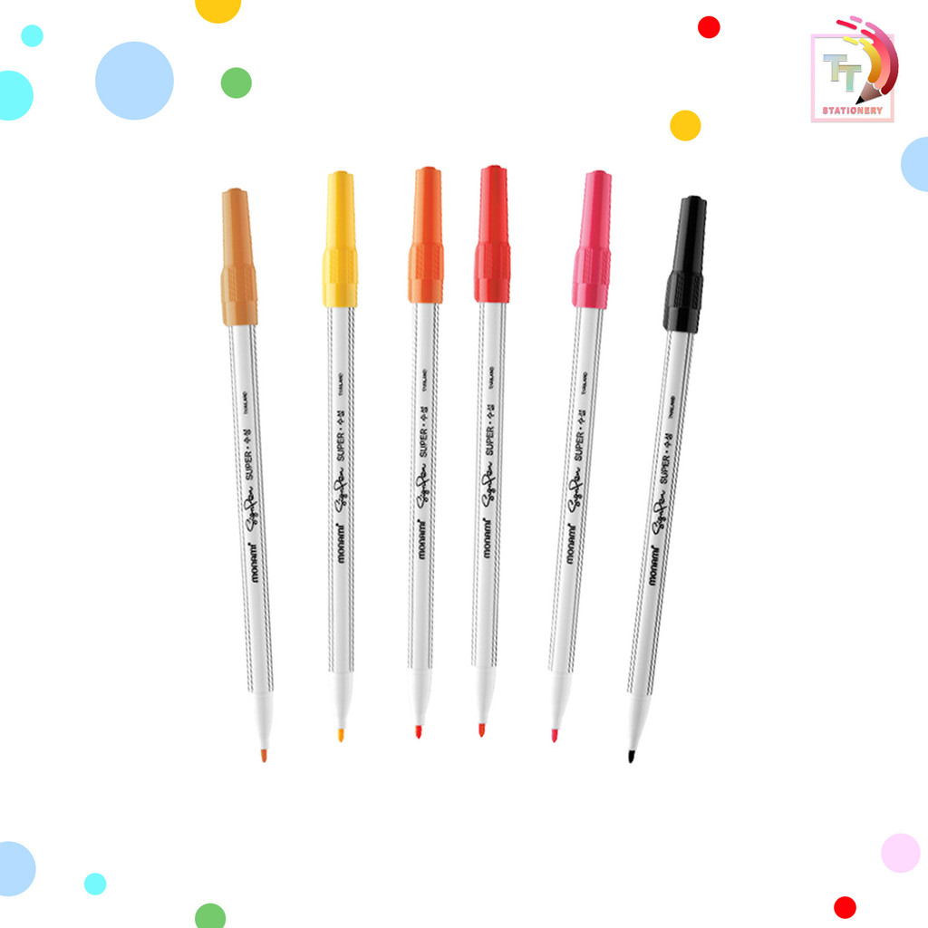 MONAMI (โมนามิ) ปากกาเมจิก ปากกาสีน้ำ รุ่น Sign Pen ซูเปอร์ไซน์เพน ขนาด 0.5 มม. มี 12 สี ( 1 ด้าม ) - รูปที่ 5