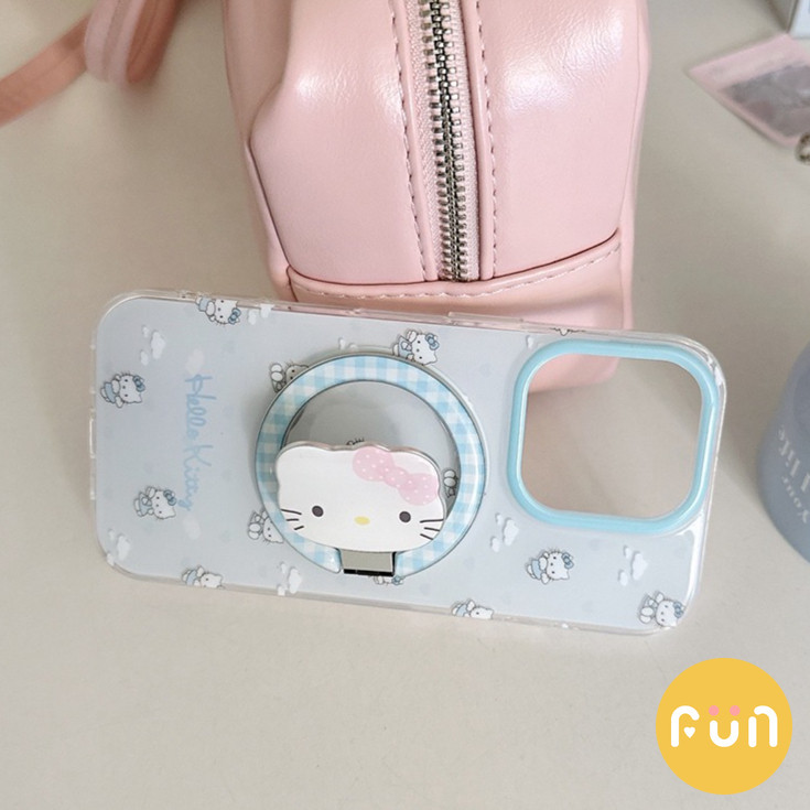 น่ารัก Clouds Hello Kitty ที่วางแม่เหล็กแบบพับได้ขาตั้งโทรศัพท์มือถือสําหรับ iPhone 17 16 15 14 13 Pro Max 17Promax ป้องกันฝุ่น IMD Hard PC ปลอกมือถือ - รูปที่ 6