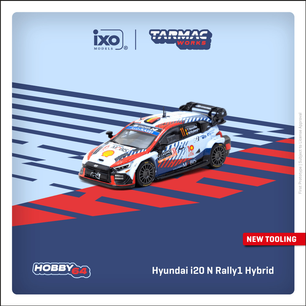 Tarmac Works 1:64 HOBBY64 Hyundai i20 N Rally1 Hybrid Rallye Monte-Carlo 2024 Winner T64-089-24MCR11