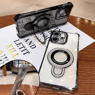 OPPO Reno 14F 13F 12F 11F 5G Reno 14 13 12 11 10 Pro แหวนวงเล็บชุบเคสโทรศัพท์แม่เหล็กกล้องป้องกัน Kickstand กันกระแทกฝาครอบซิลิโคนอ่อนนุ่ม