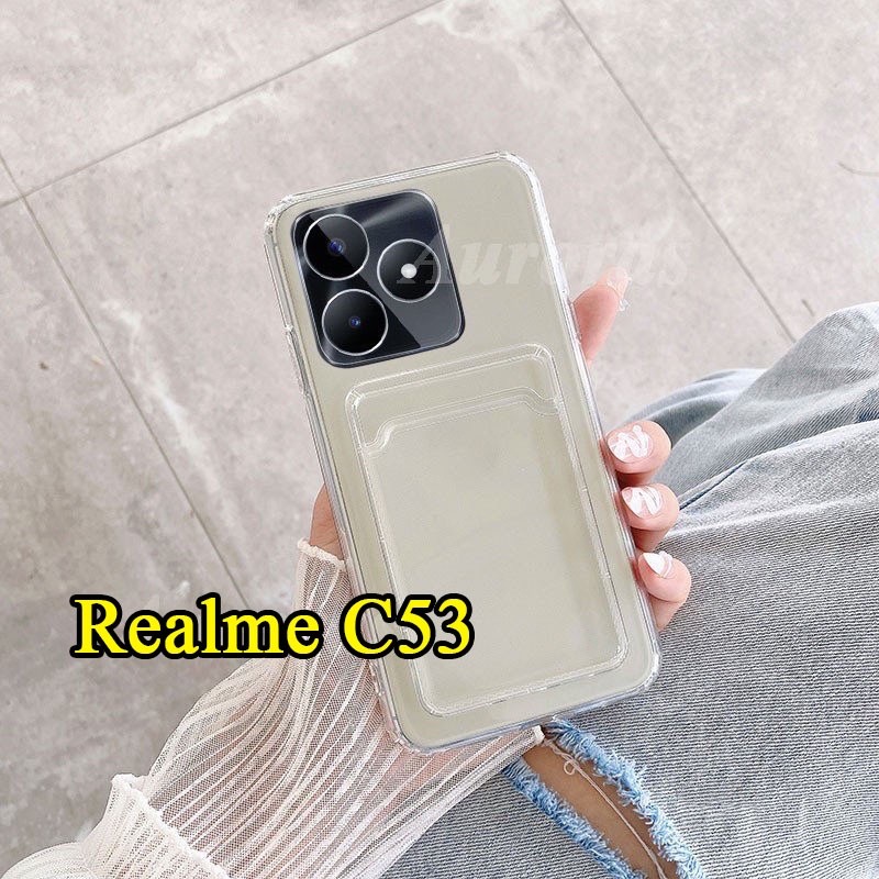 เคสใส่บัตรได้ Realme C53 ตรงรุ่น พร้อมส่งในไทย สำหรับ Realme C53 เคสกันกระแทก เคสใส เคสโทรศัพท์ TPU 