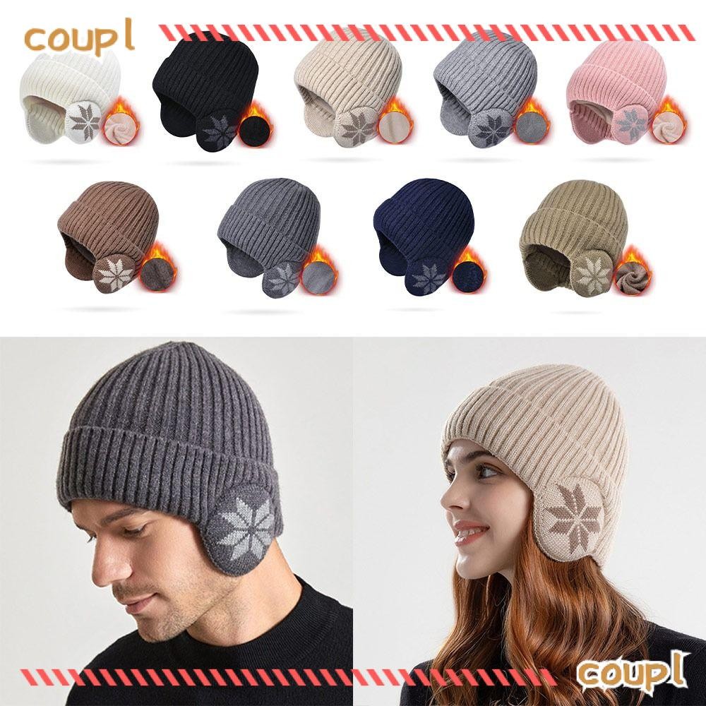 COUPL Beanies หมวกWindproof แบบฟลุชเนื้อนุ่ม กันลมหนาวได้ดี