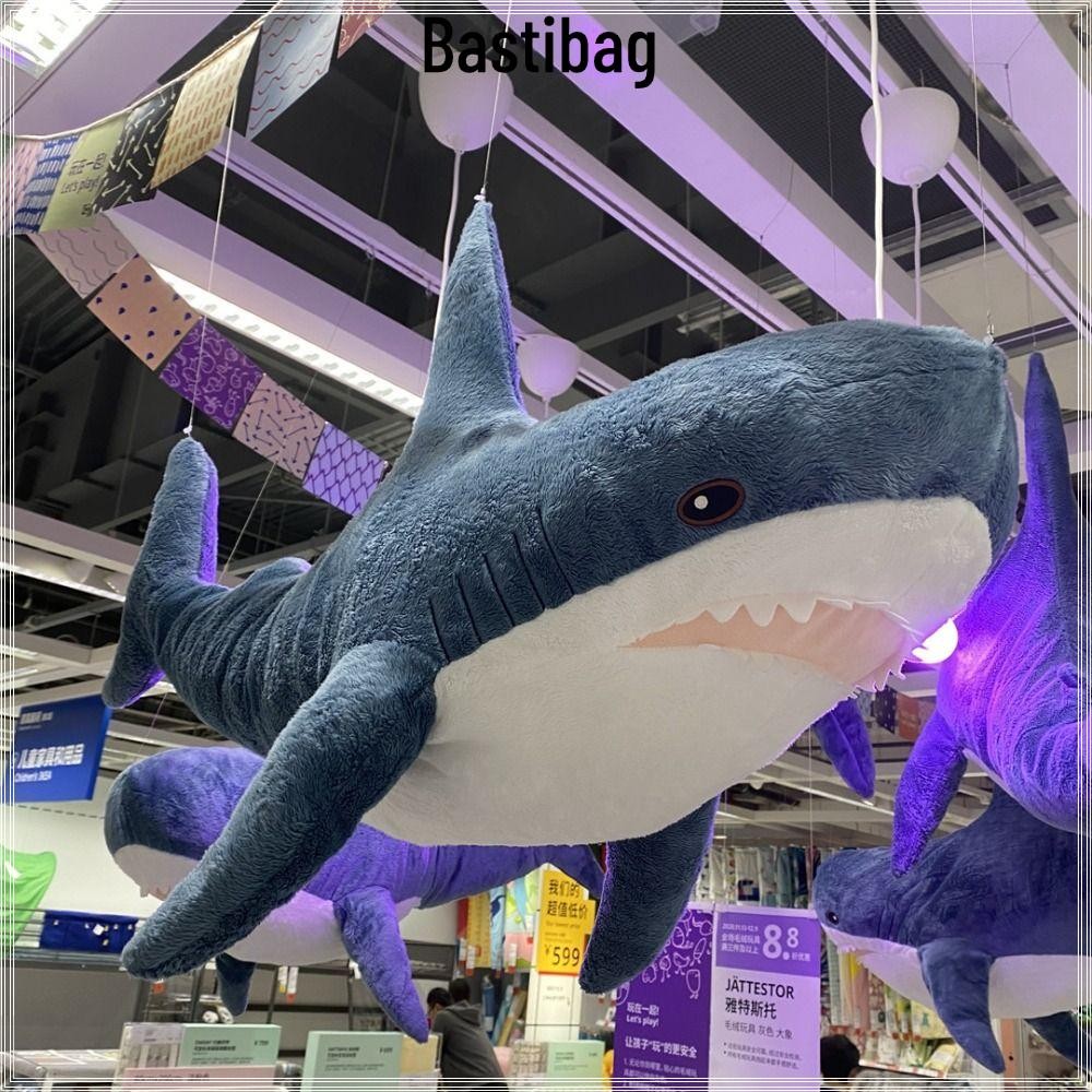 BASTIBAG ตุ๊กตา Shark, PP Cotton Fill หมอนฉลามยักษ์, ของขวัญเด็ก Blue Soft Plush ตุ๊กตาเพื่อนสาว