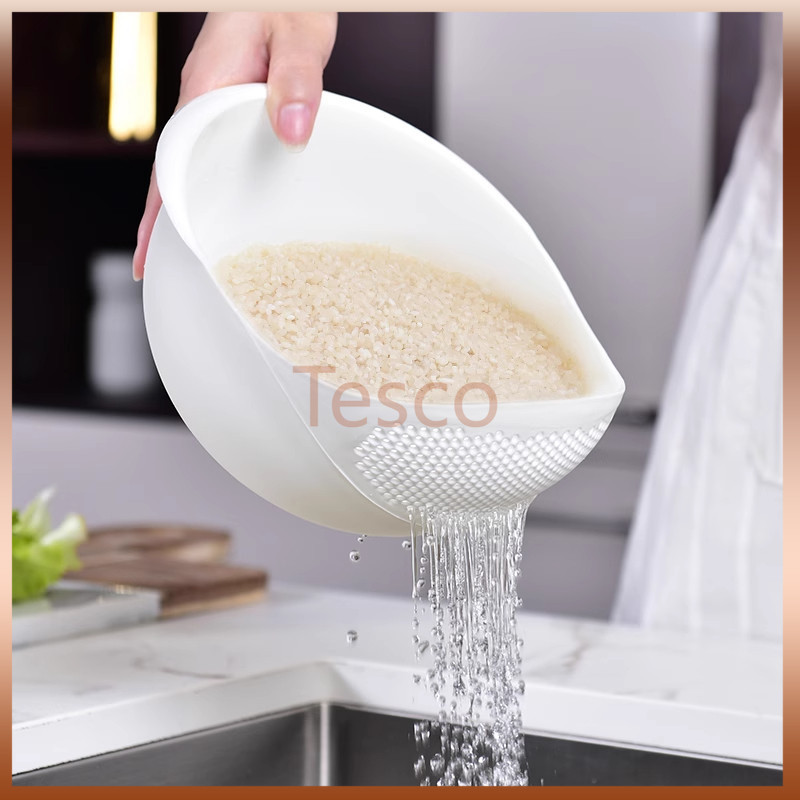 Tesco เครื่องล้างข้าว ตะแกรงล้างข้าว  ที่ล้างผักพลาสติก ตะกร้าสะเด็ดน้ำ ตะกร้าล้างผักในครัว จานใส่ผลไม้