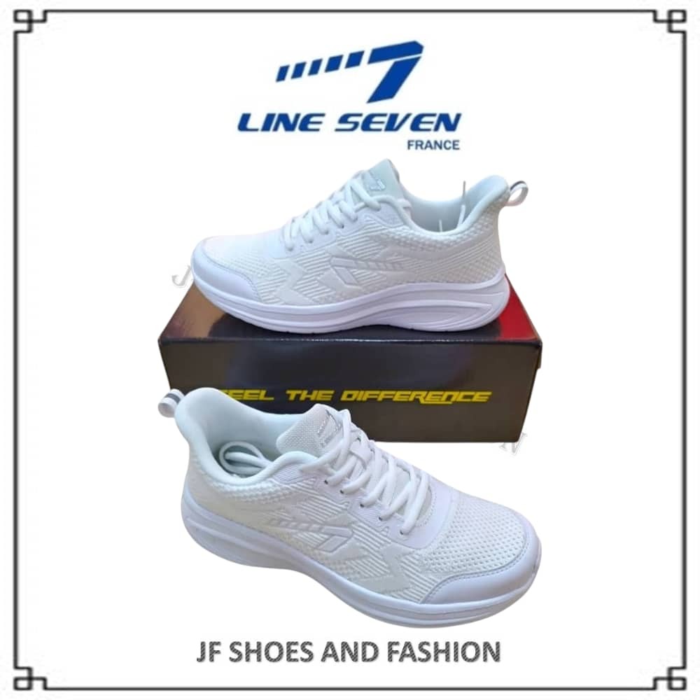 LINE 7 All White Jogging Running Sport Shoes Kasut Sukan Larian Unisex L7 S-2739
