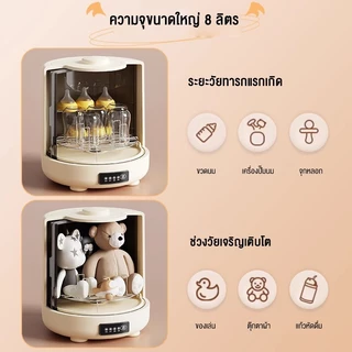 doudou ตู้อบขวดนม เครื่องอบแห้งขวดนม UVCการฆ่าเชื้อด้วยรังสียูวี ความจุขนาดใหญ่ 8 L ฆ่าเชื้อ อบแห้ง 2 in 1 ตู้นึ่งขวดนม