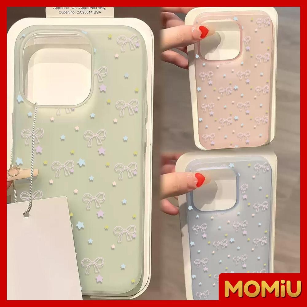 MOMiU - TPU อ่อนแบบด้านโปร่งแสงแบบฝ้า เข้ากันได้สำหรับ เคสไอโฟน11 เคส iphone 16 Pro Max 7Plus XR 12 13 14 15ธนูและดวงดาว