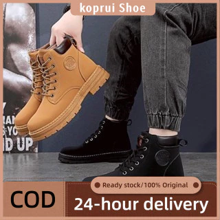 fashion พร้อมส่ง รองเท้าบูทรองเท้าโค้ทแฟชั่น เวอร์ชั่นเกาหลีสไตล์ยุโรป รองเท้าบู๊ทมาร์ตินผู้ชายสไตล์เกาหลี ผูกเชือก กันล