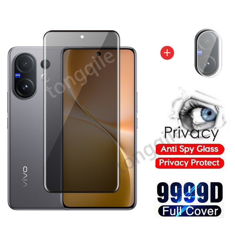 2 in 1 โค้งส่วนตัวกระจกนิรภัยสําหรับ Vivo V60 5G VivoV60 V 60 2025 คลุมทั้งหมดหน้าจอกล้องเลนส์ Protector ป้องกัน Peek ฟิล์มความเป็นส่วนตัว Anti Scratch