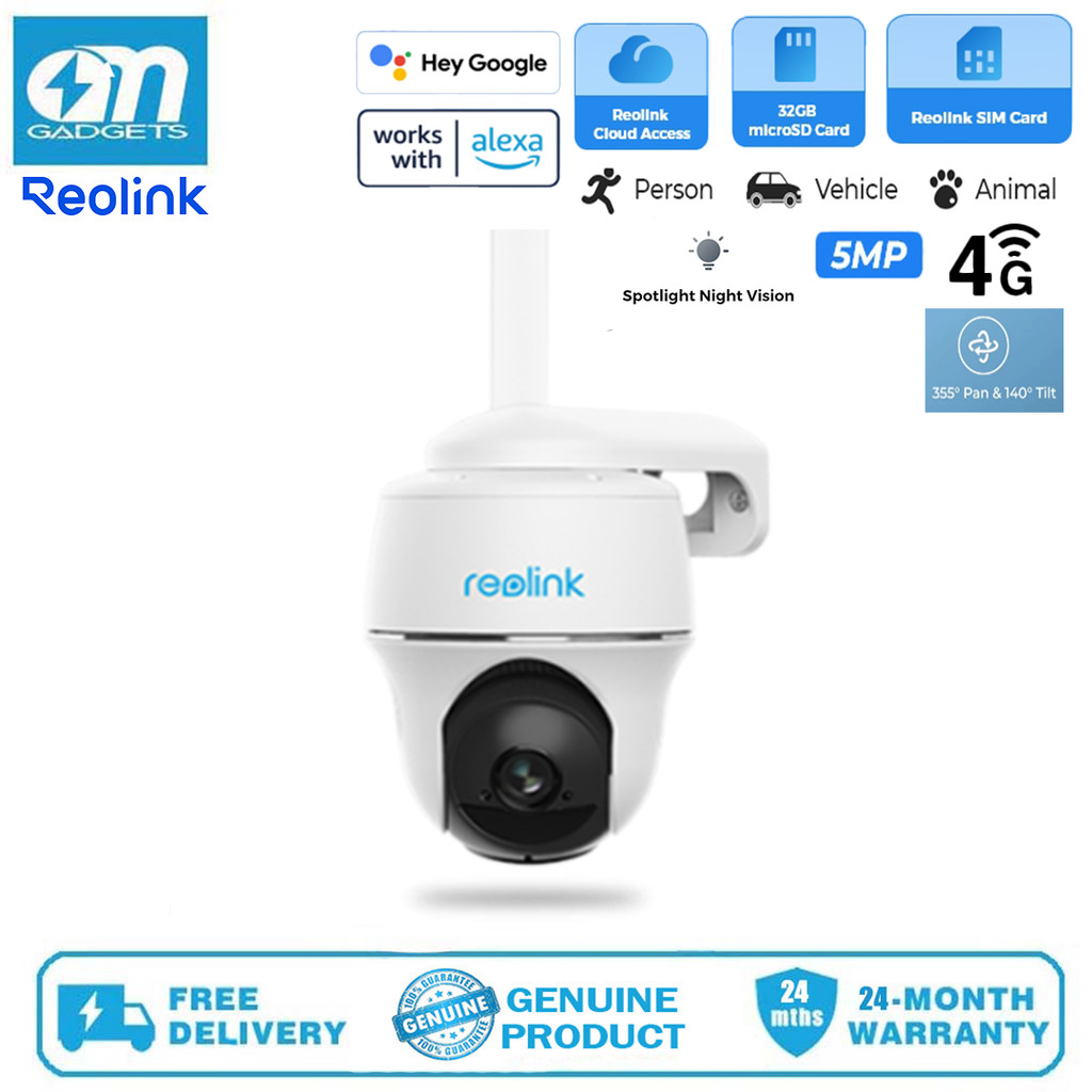 REOLINK Go PT Plus 5MP 4G LTE Cellular Security Camera Outdoor, 360 Pan-Tilt,Sim+32GB SD Card (ไม่มี