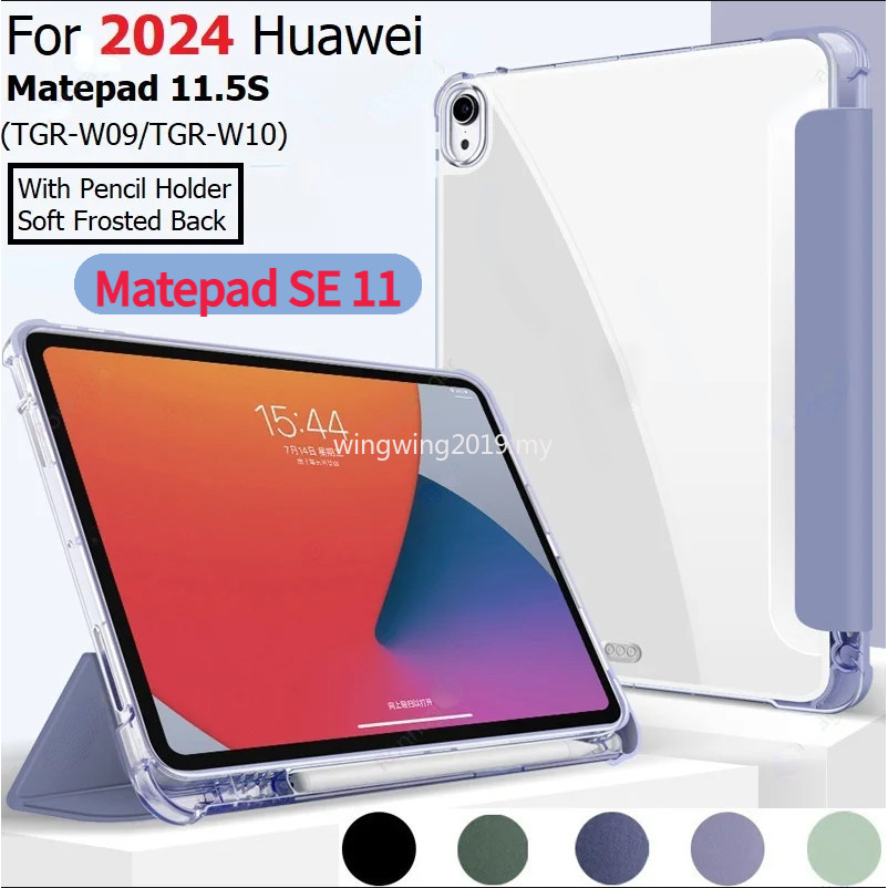 สําหรับ Huawei MatePad SE 11 2024 11.5S 11.5 11 PaperMatte Air11.5 Pro11 SE 10.4 T10S T10 SE 10.1 หนังสมาร์ทพร้อมที่ใส่ดินสอขาตั้งกรณี