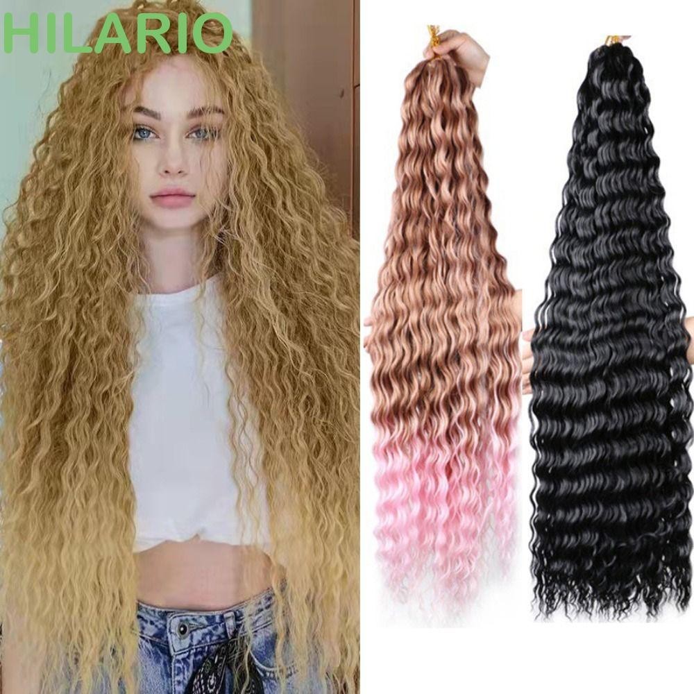 Hilario Deep Twist ถักผม, Afro Curls Freetress สังเคราะห์โครเชต์ผม, 30 นิ้วคลื่นน้ํายาวหยิกโครเชต์ Braiding Hair Extensions อเมริกัน