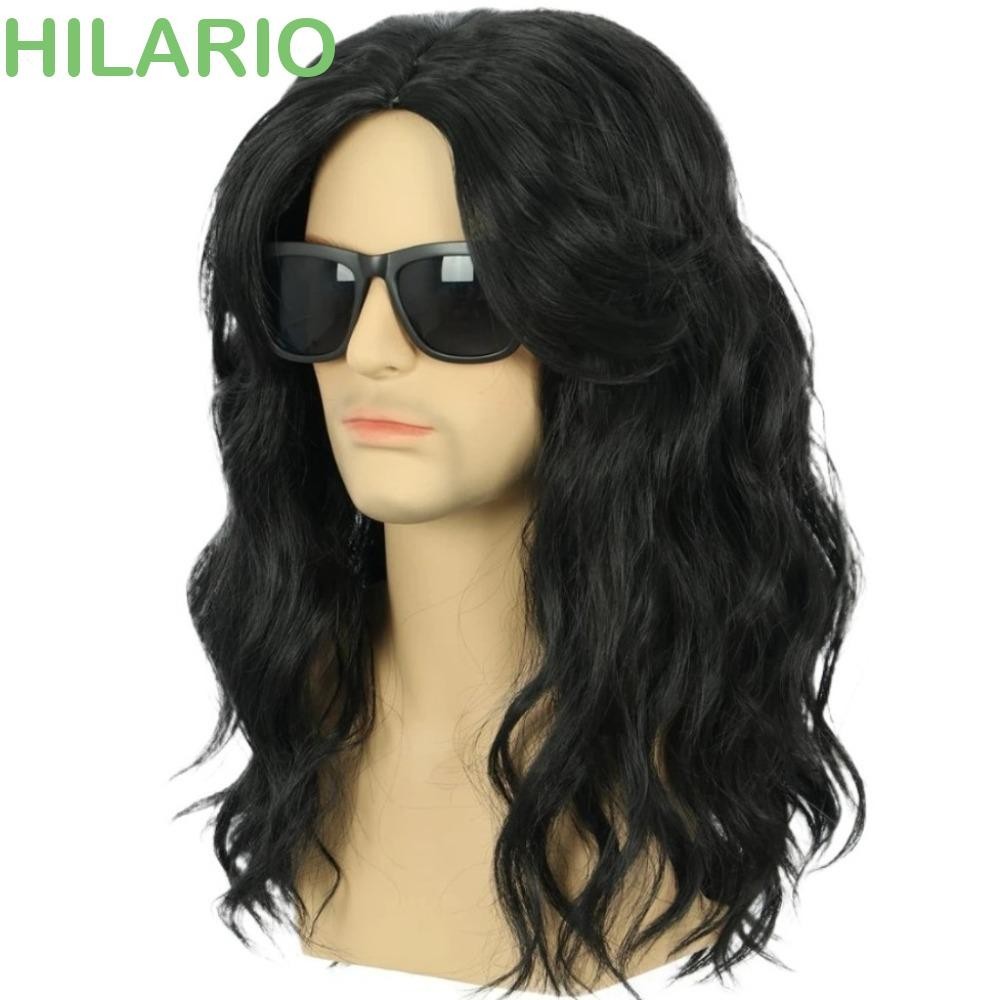 Hilario วิกผมยาวสีดําเล่นตามบทบาท, เต็มหัวคอสเพลย์ปาร์ตี้ฮาโลวีนเครื่องแต่งกายวิกผม, ฟาสเนียน อะนิเมะพังก์ย้อนยุคผู้ชายวิกผมสังเคราะห์คริสต์มาสเทศกาล