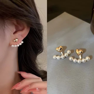 ต่างหูมุกสองสวมคู่สําหรับผู้หญิง 2024 ต่างหูเกาหลีใหม่