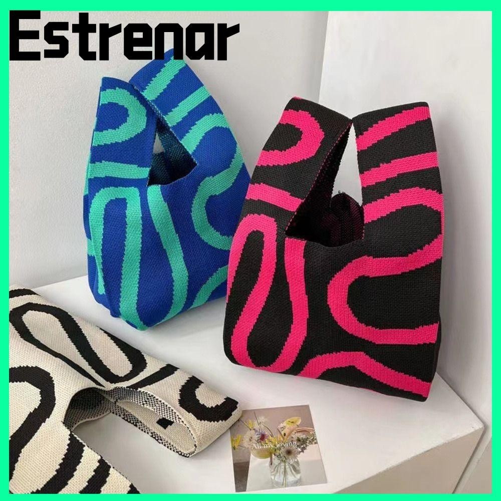 Estrenar Knit Handbag Niche Design Shoulder Bag Women Girls Knot Wrist Bag