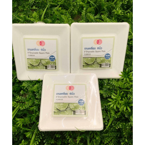 closeofficalshop NIBIRU จานกระดาษทรงเหลี่ยม 6 นิ้ว (10ใบ/แพ็ค) FJDB028 สินค้าดีมีคุณภาพ