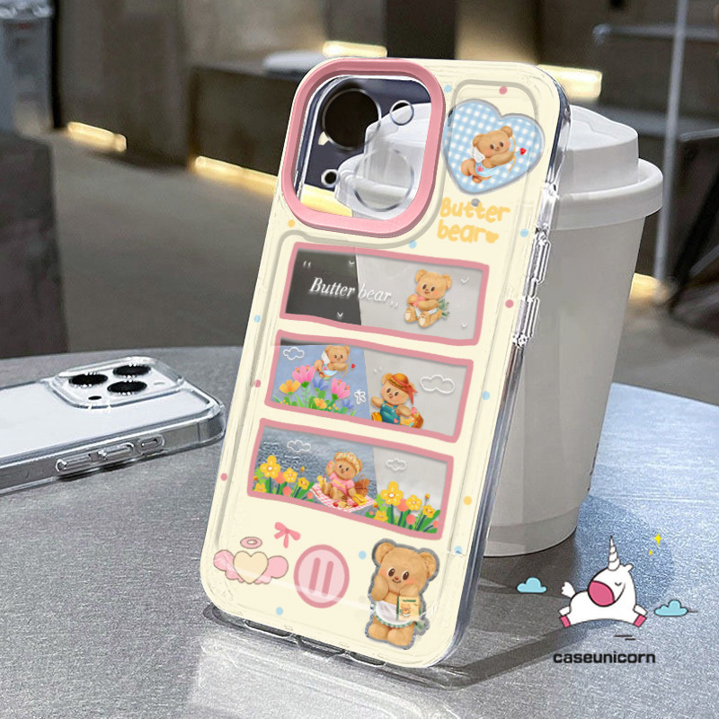 การ์ตูนหมีดอกไม้น่ารักหัวใจรักตลกเนยหมีdoodleสําหรับiphone 7Plus 11 14 15 12 13 Pro Max XR XS Max X 15 14 8 7 Plus SE 2020 สร้อยข้อมือแฟชั่นปกอ่อน