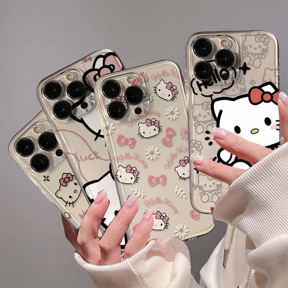 โทรศัพท์มือถือสําหรับ OPPO Reno 7 4G 10 Pro Plus 12 11 11F 7Z 8Z 5Z 6Z 2Z 5 6 8 Pro 4 2F 8T 5G Soft TPU Sanrio Hello Kitty Cat Cool กันกระแทก 3D เลนส์ป้องกันเคสโทรศัพท์
