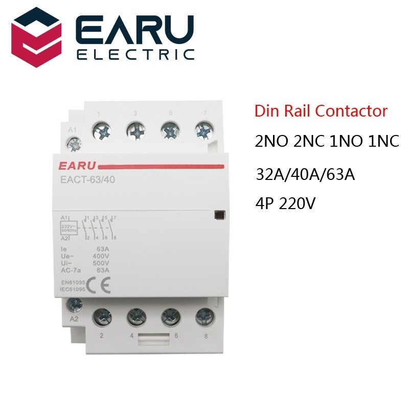 ❆4P 32-63A AC 220V 230V 50/60Hz Din Rail Household AC Modular Contactor Switch Controller 4NO 4NC 2N