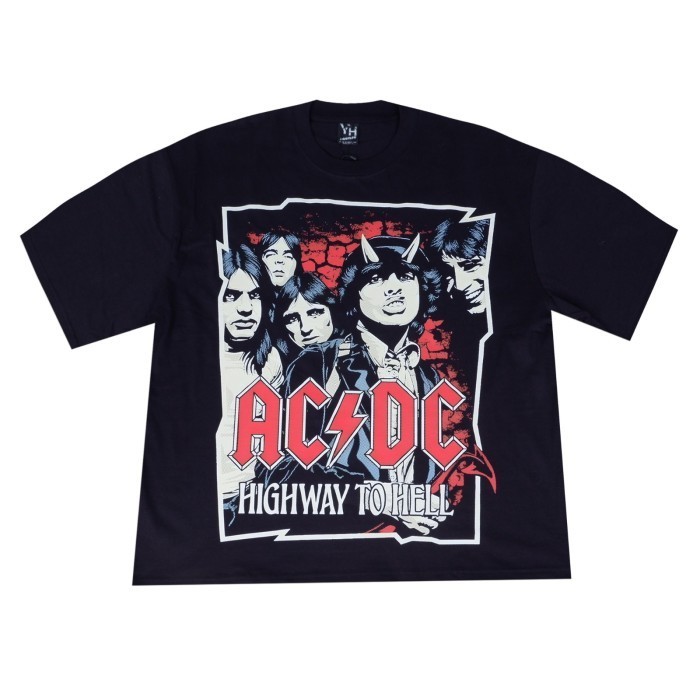 kaos acdc band oversize t shirt acdc kaos band ac dc bootleg - M