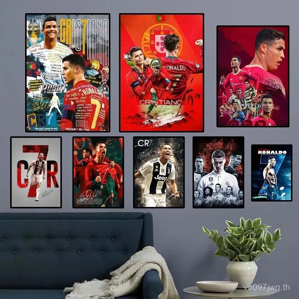 C-cristiano R-Ronaldo CR7 โปสเตอร์ Home Room Decor Livingroom ห้องนอน Aesthetic Art Wall ผ้าใบภาพวาด