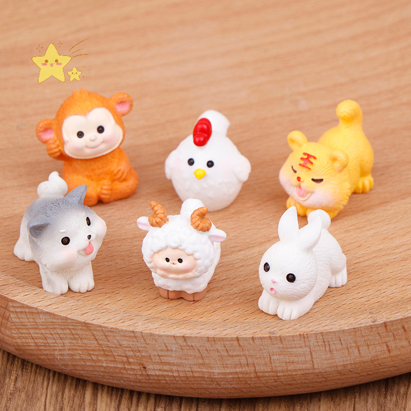 [JBTH] 1pc Miniature 12 Zodiac ตุ๊กตาเรซิ่นตุ๊กตาหัตถกรรมสัตว์ที่สมจริงสําหรับ Micro ภูมิทัศน์ฉากตกแต่ง DIY อุปกรณ์เสริม [JB]