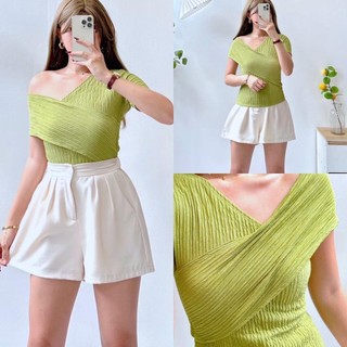 Sunny&Co Korean Fashion Bark Crepe 2 Way Fashionable Sexy Top Off Shoulder Tops Blouse Classy Top Fo