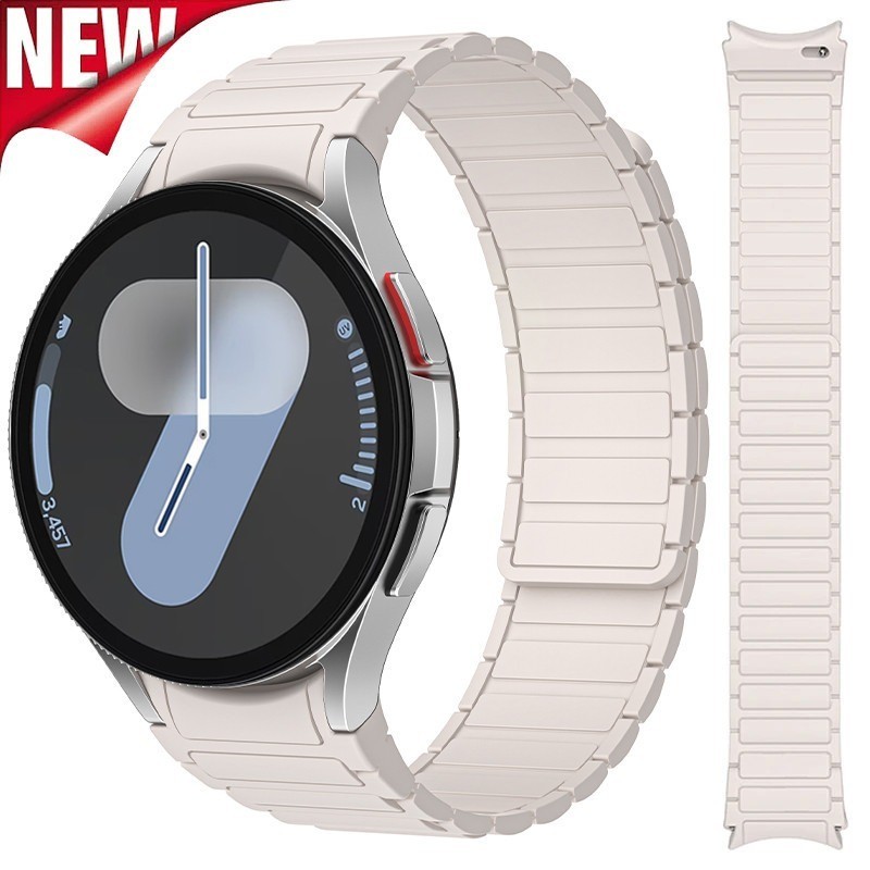 No Gaps สายซิลิโคนแม่เหล็กสําหรับ Samsung Galaxy Watch 7/6/5/4/5 Pro/6 Classic 40/43/44/45/47 มม.