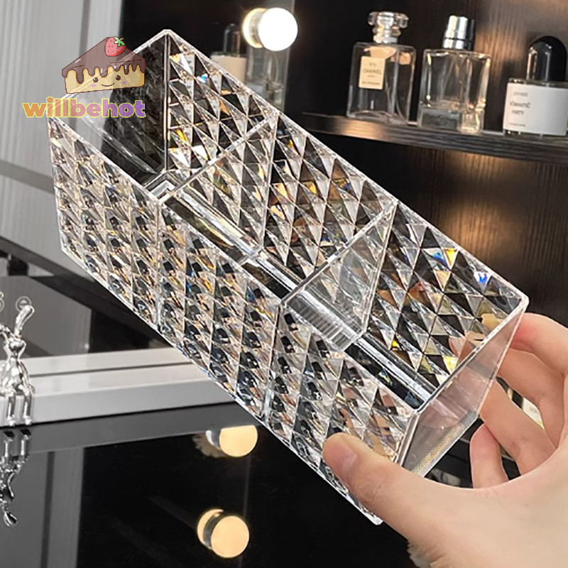 [WillbehotT] โปร่งใส Lip เครื่องสําอางแต่งหน้าแปรงแต่งหน้าอะคริลิคเครื่องมือกล่องเก็บกรณี Make-up ผู้ถือแปรงตาราง Organizer เครื่องมือแต่งหน้า [ใหม่]