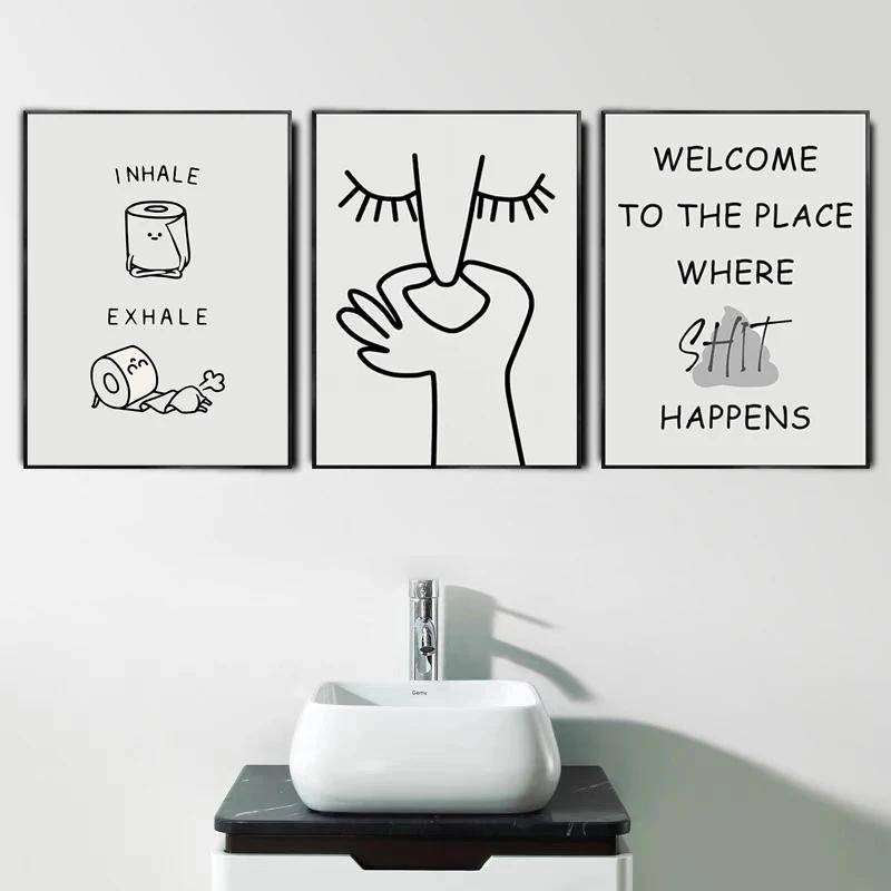 บทคัดย่อ Hummour Bad Smell ตลกห้องน้ําโปสเตอร์ผ้าใบภาพวาด Wall Art ภาพ Wc ตกแต่งห้องน้ํา ผ้าติดผนัง รูปติดผนัง ของตกแต่งห้องน
