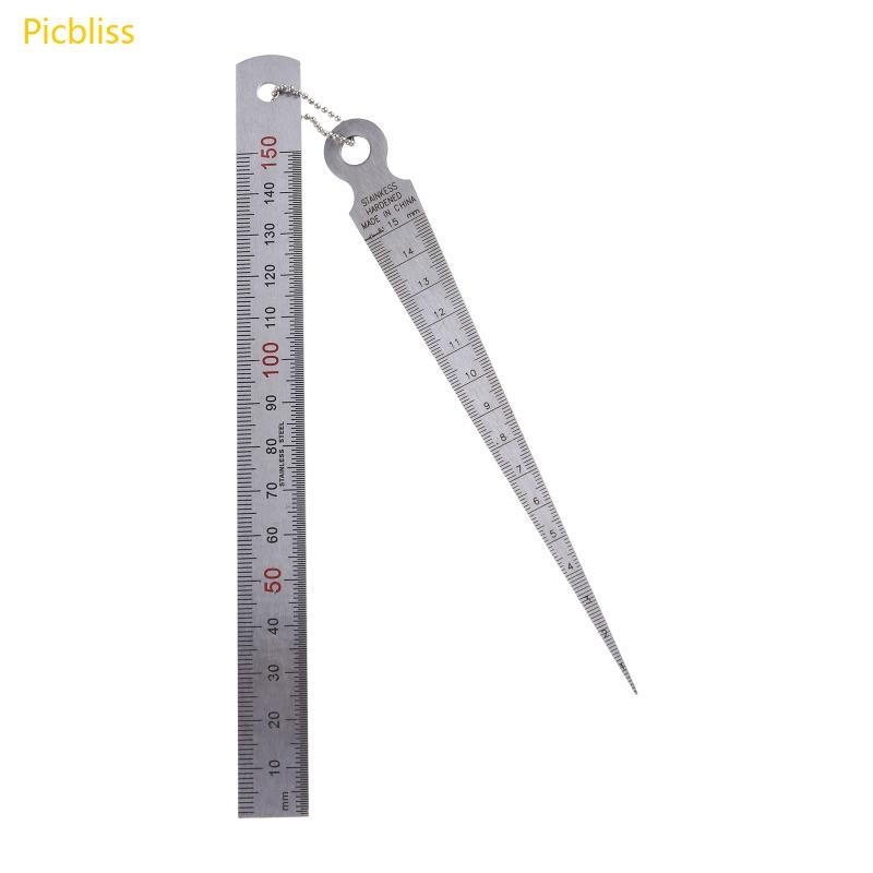 Picbliss สแตนเลสเชื่อม Taper โลหะเชื่อม Taper Feeler Gauge ไม้บรรทัด 1-15 มม.
