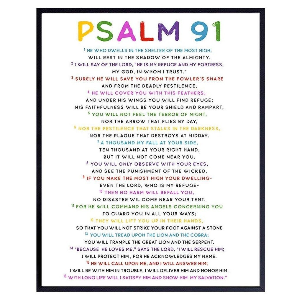 1 Piece Poster Psalm 91 Religious Wall Decor 91st Psalm Wall Art Scripture Wall Decor Bible Verse Wa
