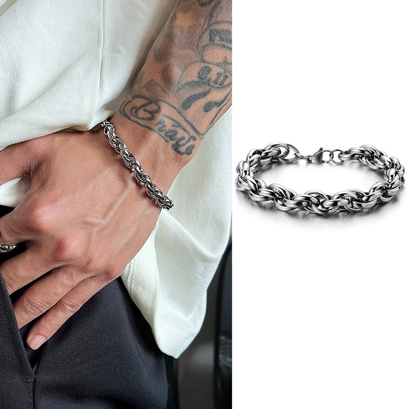 10มิลลิเมตรสร้อยข้อมือสแตนเลสสําหรับผู้ชายผู้หญิงกําไลข้อมือแฟชั่นที่เรียบง่ายสร้อยข้อมือเงินฮิปฮอปพังก์ ยู นิสซ์ เครื่องประดับ