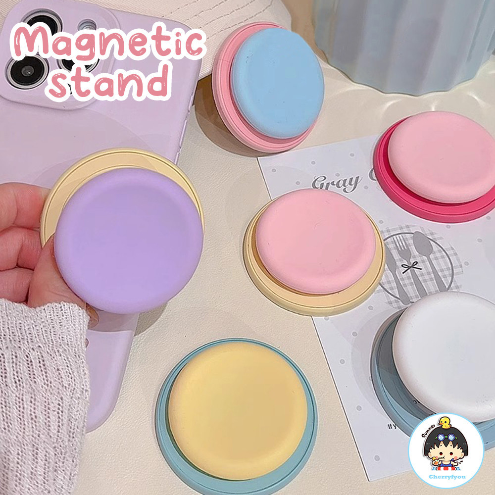 เกาหลี Simple Candy Color รอบสําหรับโทรศัพท์แม่เหล็ก Griptok Grip Tok Stand สําหรับ IPhone Wireless Charging Holder Bracket