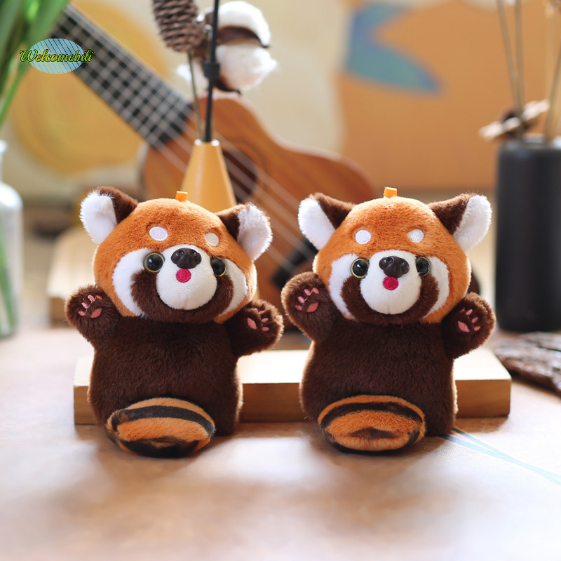 [ยินดีต้อนรับ] 1 ชิ้นน่ารักแรคคูนน้อยจี้ตุ๊กตาของเล่นตุ๊กตาแพนด้าสีแดงกระเป๋าจี้พวงกุญแจของขวัญใหม่