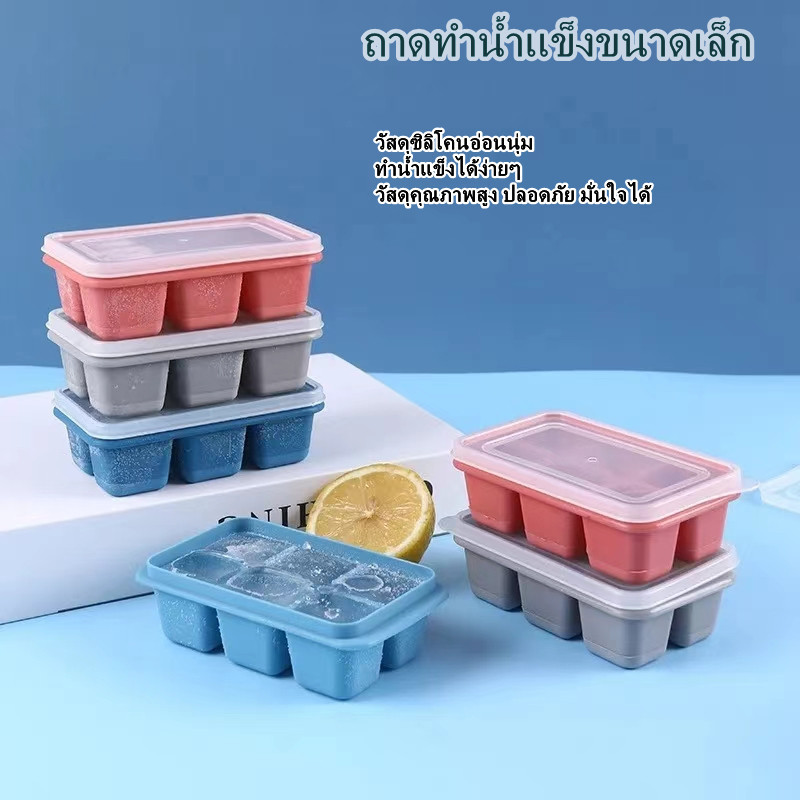 แม่พิมพ์น้ำแข็ง ถาดทำน้ำแข็งมินิ มีฝาพลาสติก 1ถาดทำได้ 6ก้อน ที่ทำน้ำแข็ง บล็อกทำน้ำแข็ง​ ที่ทำน้ำแข็งก้อนเหลี่ยม