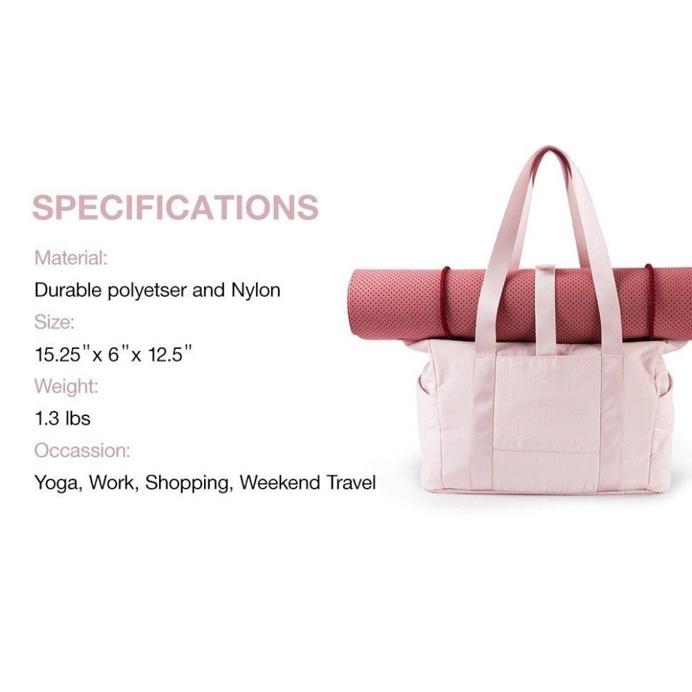 BASTIBAG Tote bag กระเป๋าสะพายผ้าไนลอนแล็ปท็อป เสื่อโยคะสีทึบ กระเป๋าใต้วงแขนความจุขนาดใหญ่