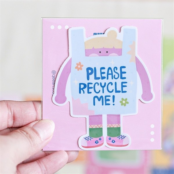 Sticker Die-cut - Please recycle me - Designed by Qee Art Studio