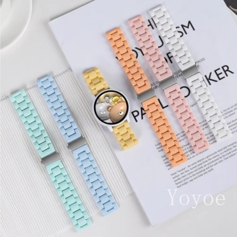 20 มม.22 มม.Candy สําหรับ Samsung Galaxy Watch 7 40 44 มม. 6 4/5/5 Pro/Classic/Active 2/Gear S3 สร้อยข้อมือพลาสติกเรซิ่นสร้อยข้อมือสําหรับ Huawei GT 2/2e/3 Pro
