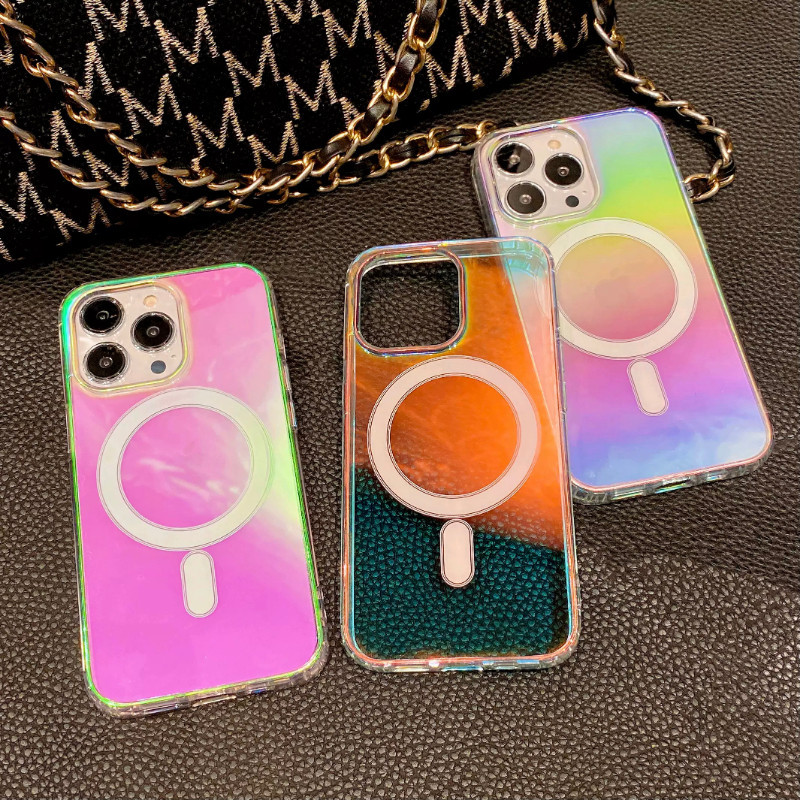 เคสโทรศัพท์แอปเปิ้ลรุ้งไล่ระดับด้วยคุณสมบัติแม่เหล็กแอปเปิ้ล11แอปเปิ้ล13แอปเปิ้ล15แอปเปิ้ล15 PRO MAX
