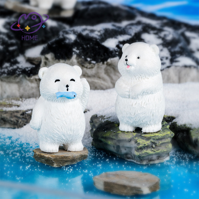 [mayhome] มินิหมีขั้วโลกหุ่นการ์ตูนเพนกวินหมีสีขาวไมโครภูมิทัศน์ตุ๊กตารุ่นรถตกแต่งภายในเครื่องประดับตกแต่งเดสก์ท็อปที่บ้าน {TH}