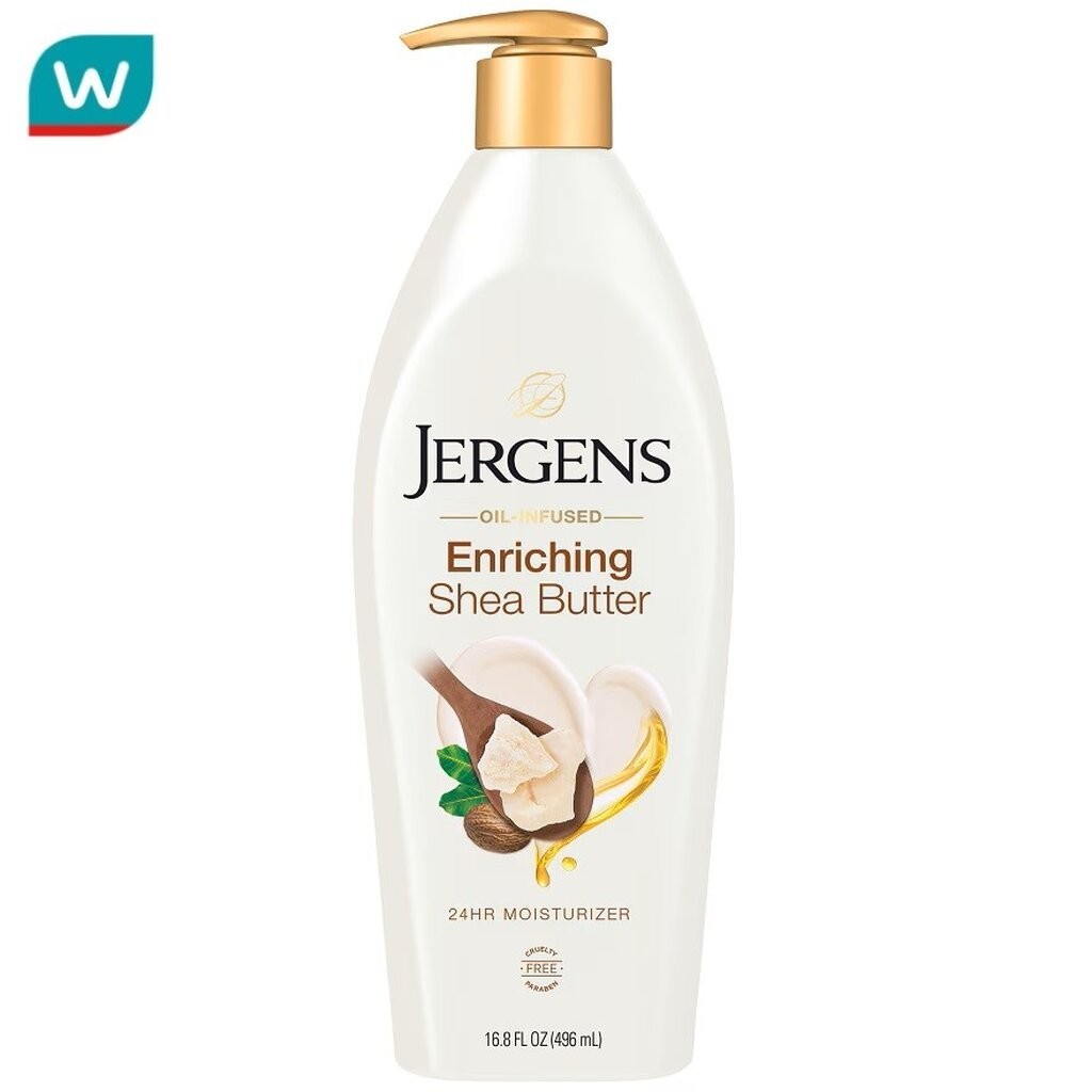 Jergens เจอร์เกนส์ ออยล์-อินฟิวส์ เอ็นริชชิ่ง เชีย บัตเตอร์ 24-Hour มอยส์เจอไรเซอร์ 496 มล.