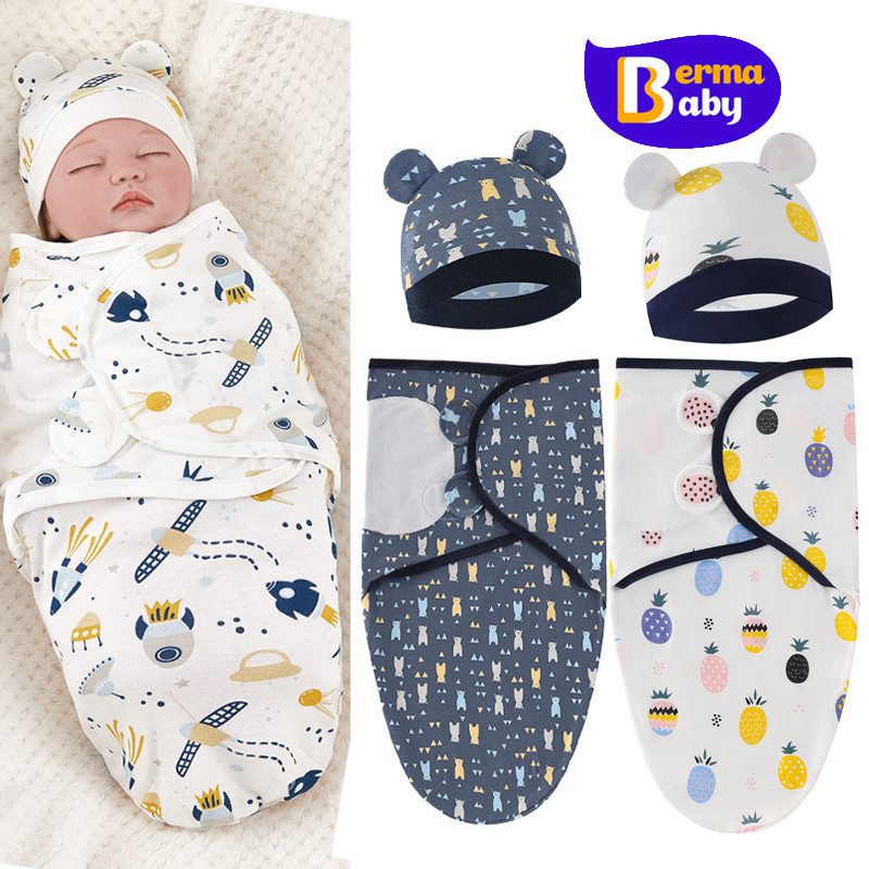 Berma Baby ผ้าห่อตัวเด็กสำเร็จรูป ผ้าฝ้าย 100% ผ้าห่มทารก ทารกแรกเกิด ทารกแรกเกิดผ้าห่อตัวสำเร็จรูป