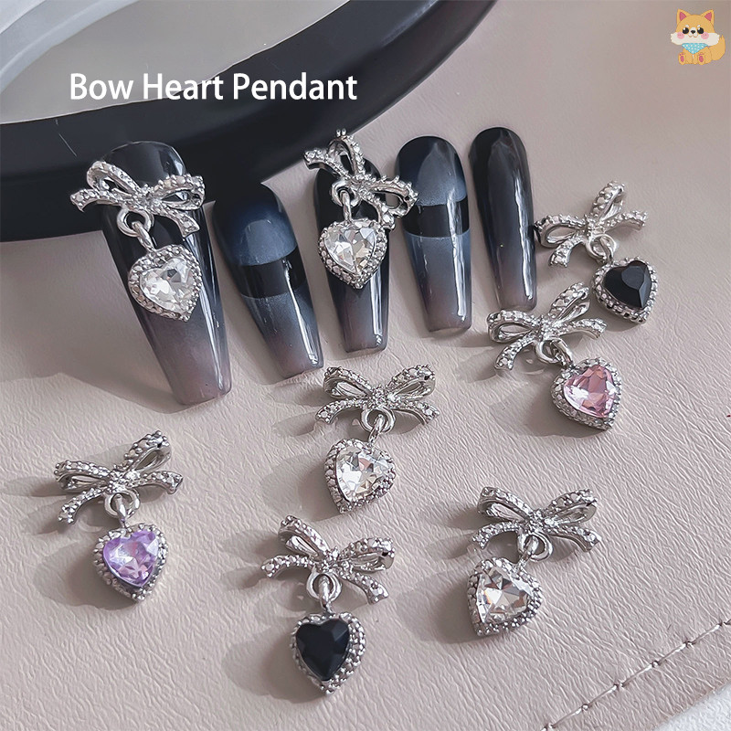 [VI] 1 ชิ้น Kawaii โบว์เล็บ Ch 3D ญี่ปุ่น Bow Tie เครื่องประดับเล็บ Rhinestone ตกแต่ง DIY Love จี้อุปกรณ์เสริม TH