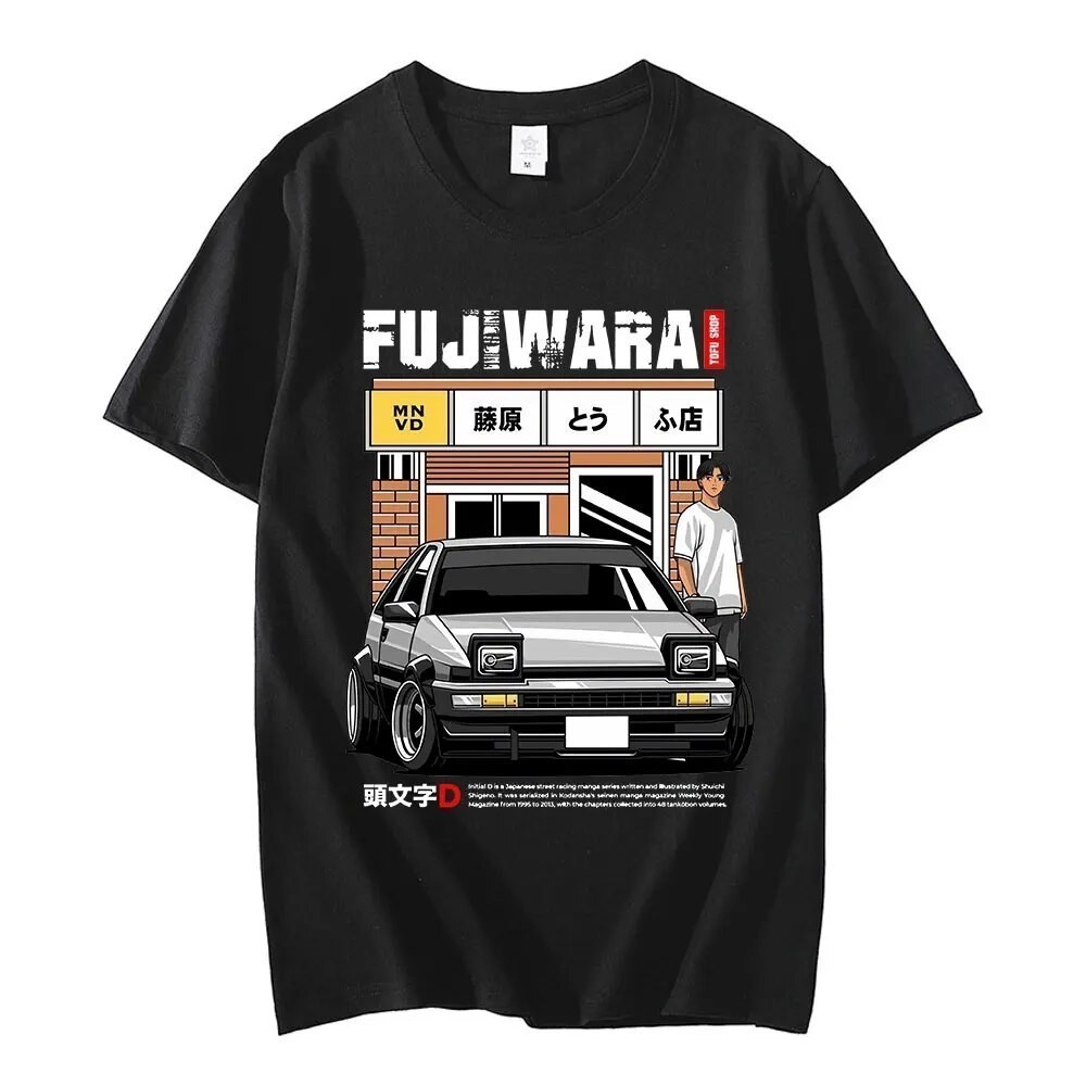 ใหม่ ผ้าฝ้ายเสื้อยืดพิมพ์ Ae86 Takumi Fujiwara R34 Skyline Gtrm บุคลิกภาพ Jdm-5XL